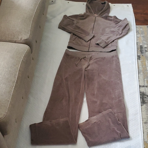 Juicy Couture Dusty Pink Brown  Zip-Up Hoodie Set SIZE L - Picture 10 of 14
